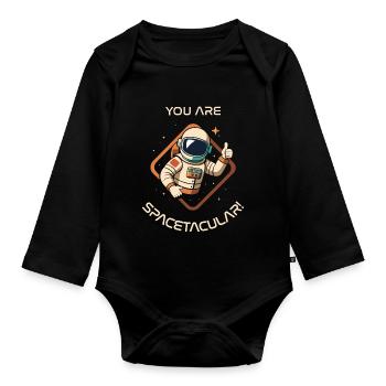 You Are Spacetacular! - Organic Longsleeve Baby Bodysuit - black - Front