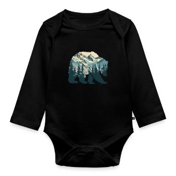 Wilderness à l’intérieur de l’ours Retro Vintage - Body Bébé bio manches longues - noir - Devant