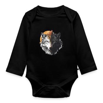 Wilderness à l’intérieur de l’ours Retro Vintage - Body Bébé bio manches longues - noir - Devant