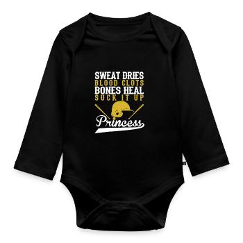 Baseball Princess Bones Heal Princess - Organic Longsleeve Baby Bodysuit - black - Front
