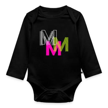 M Buchstabe - Baby Bio-Langarm-Body - Schwarz - Vorne