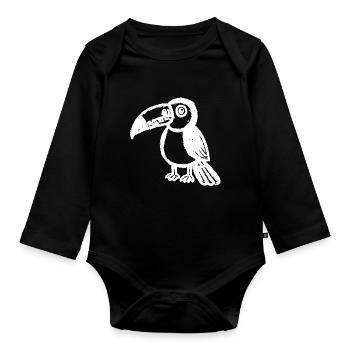 Toucan Bird Exotic - Organic Longsleeve Baby Bodysuit - black - Front