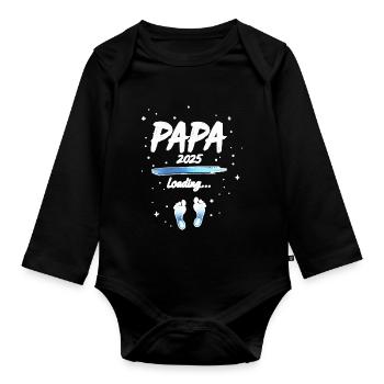 Papa 2025 Loading für Väter Geschenk - Baby Bio-Langarm-Body - Schwarz - Vorne