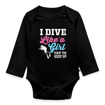 Dive - Organic Longsleeve Baby Bodysuit - black - Front