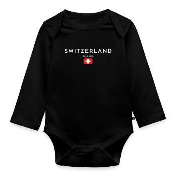Drapeau de la Suisse, fierté suisse - Body Bébé bio manches longues - noir - Devant