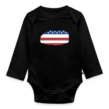 Rock Collector Us Flag Rock Collecting - Organic Longsleeve Baby Bodysuit - black - Front