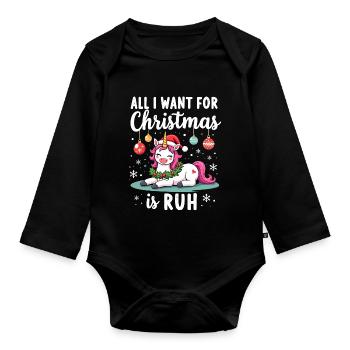 Weihnachts Shirt Christmas Weihnachten - Baby Bio-Langarm-Body - Schwarz - Vorne