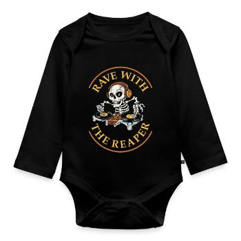 Rave mit dem Sensenmann - Baby Bio-Langarm-Body - Schwarz - Vorne
