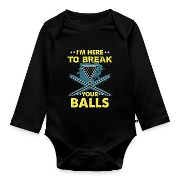Billardspieler Geschenk Billard Queue Billardtisch - Baby Bio-Langarm-Body - Schwarz - Vorne