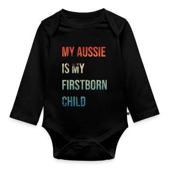 Aussie Firstborn - Baby Bio-Langarm-Body - Schwarz - Vorne