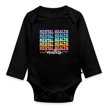mental health matters - Organic Longsleeve Baby Bodysuit - black - Front