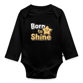 Né pour briller – Strahlender Stern - Body Bébé bio manches longues - noir - Devant