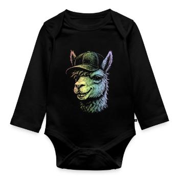 Lama - Baby Bio-Langarm-Body - Schwarz - Vorne