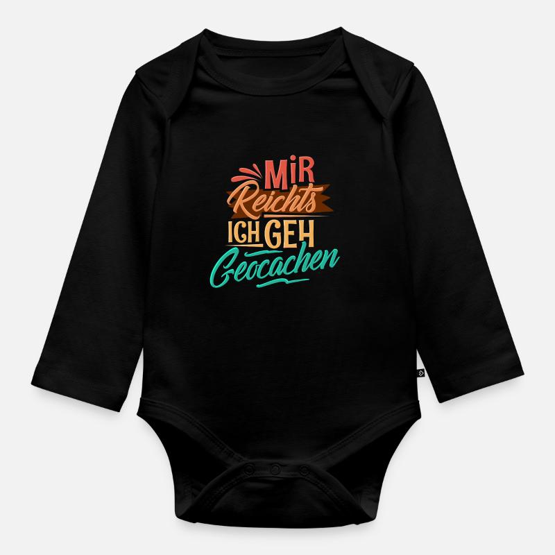 Geocaching - Baby Bio-Langarm-Body - Schwarz