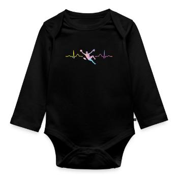 Boulderer Herzschlag Boulder Bouldern - Baby Bio-Langarm-Body - Schwarz - Vorne