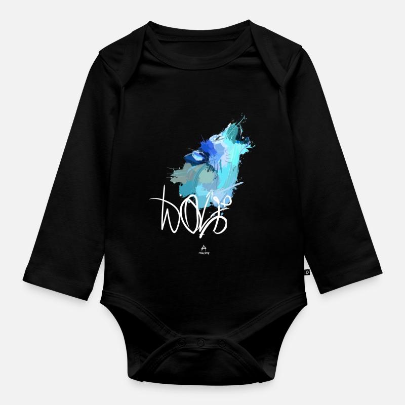 Wolf - Body Bébé bio manches longues - noir