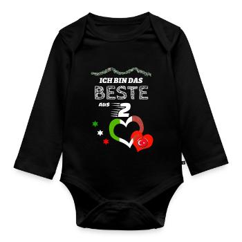 Das Beste aus zwei It/Türkei - Baby Bio-Langarm-Body - Schwarz - Vorne