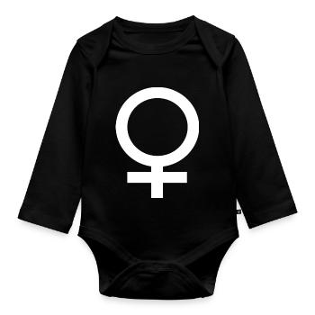 Ich bin eine weibliche Frau Geburtstag Geschenk - Baby Bio-Langarm-Body - Schwarz - Vorne