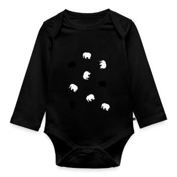 Petits éléphants - Body Bébé bio manches longues - noir - Devant