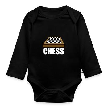 Chess board black white brown game chess tower - Organic Longsleeve Baby Bodysuit - black - Front