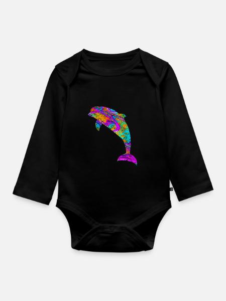 Delphin Geschenk Wassertiere Säugetier Fisch - Baby Bio-Langarm-Body - Schwarz