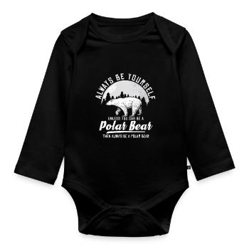 Polar Bear Gift Animal Bear Polar Bear Arctic - Organic Longsleeve Baby Bodysuit - black - Front