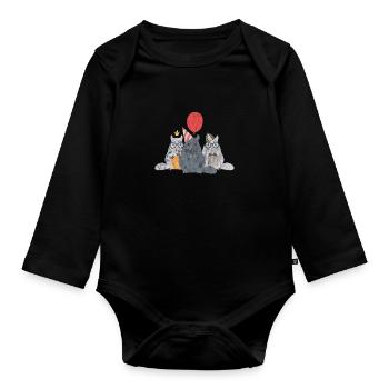 Chinchilla Comic Nagetier Hase Maus Party Geschenk - Baby Bio-Langarm-Body - Schwarz - Vorne