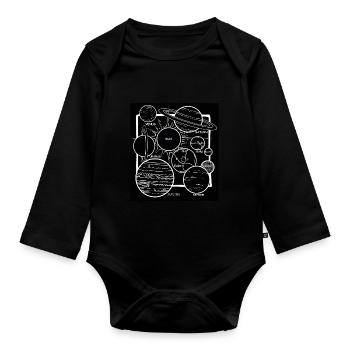 Planet Solar System Galaxys - Organic Longsleeve Baby Bodysuit - black - Front