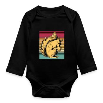 Écureuil rétro mignon écrous de cadeau d'animal - Body Bébé bio manches longues - noir - Devant