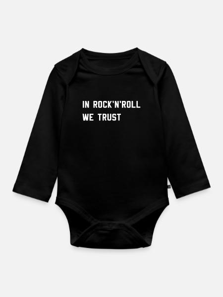 Rock n roll - Organic Longsleeve Baby Bodysuit - black