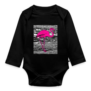 Flamingo Pink Geschenk Geschenkidee - Baby Bio-Langarm-Body - Schwarz - Vorne