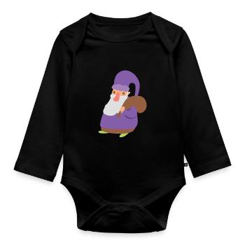 Gnome Gift Sack Dwarf Goblin Fairy Tale Fantasy - Organic Longsleeve Baby Bodysuit - black - Front