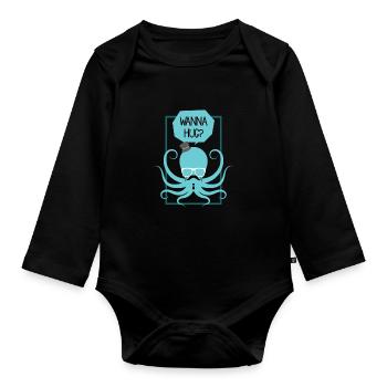 Sort cadeau fête accolade poulpe poulpe - Body Bébé bio manches longues - noir - Devant