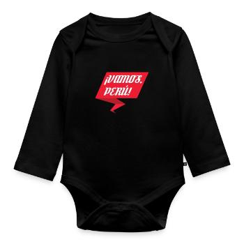 Saying speech bubble gift Peru WM Patriot Fan - Organic Longsleeve Baby Bodysuit - black - Front
