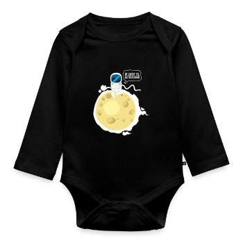 Astronaut Mond Spruch Comic Raumfahrt Weltall All - Baby Bio-Langarm-Body - Schwarz - Vorne