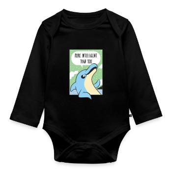 Comic Gift Dolphin Saying Intelligence Party Zoo - Organic Longsleeve Baby Bodysuit - black - Front