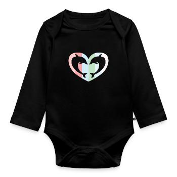 Herz Geschenk Delfin Liebe Tierliebe Ozean Urlaub - Baby Bio-Langarm-Body - Schwarz - Vorne