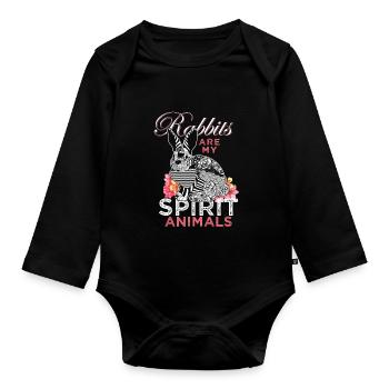Hasen spirituelle Tiere Geschenk Osterhase Wiese - Baby Bio-Langarm-Body - Schwarz - Vorne