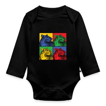 Rat Rat Rongeur Animal Cadeau Ravageur Pop Art - Body Bébé bio manches longues - noir - Devant