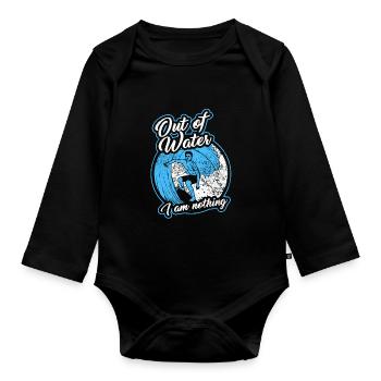 Surf surf surf board vintage mer vacances - Body Bébé bio manches longues - noir - Devant
