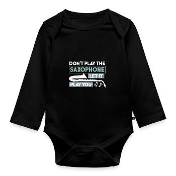 Saxophon Geschenkidee für Saxophonisten - Baby Bio-Langarm-Body - Schwarz - Vorne