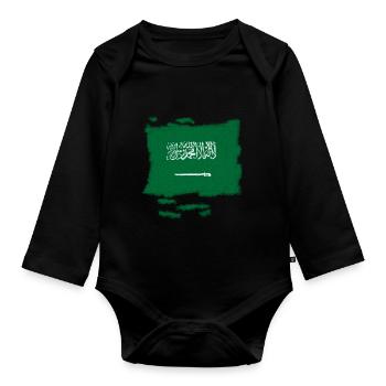 Saudi Arabia flag - Organic Longsleeve Baby Bodysuit - black - Front
