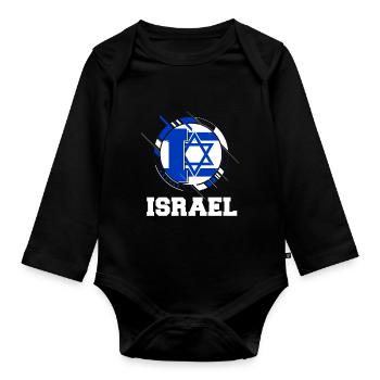 Israel - Organic Longsleeve Baby Bodysuit - black - Front