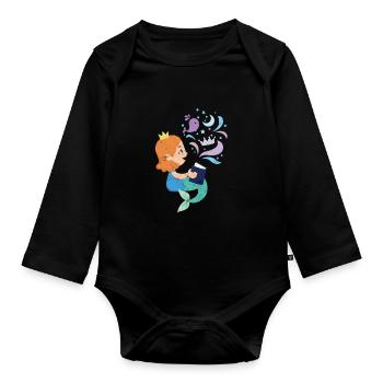 Fantasy gift mermaid girl daughter whale - Organic Longsleeve Baby Bodysuit - black - Front