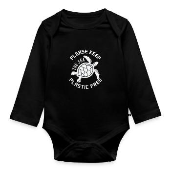Tortues-cadeaux de t-shirt écologiste - Body Bébé bio manches longues - noir - Devant