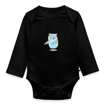 Floss Dance Move Eule - Baby Bio-Langarm-Body - Schwarz - Vorne