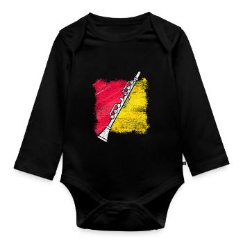 Klarinette Orchester Geschenk Instrument Musik - Baby Bio-Langarm-Body - Schwarz - Vorne