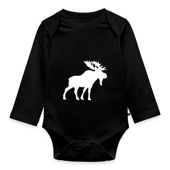 elk - Organic Longsleeve Baby Bodysuit - black - Front
