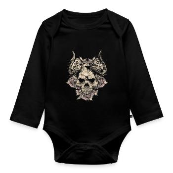 Diable démon Satan enfer mort halloween cadeau - Body Bébé bio manches longues - noir - Devant
