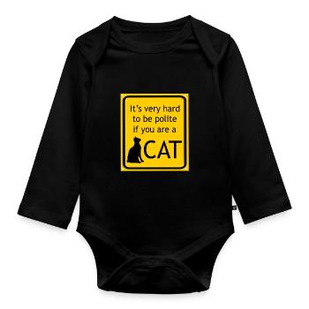 Katzedesign - Mietzekatze - Lustige Sprüche - Baby Bio-Langarm-Body - Schwarz - Vorne
